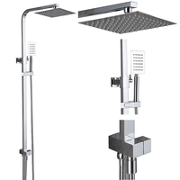 Colonne de douche carrée en acier inoxydable avec mitigeur 2 voies et robinet de bain à effet pluie