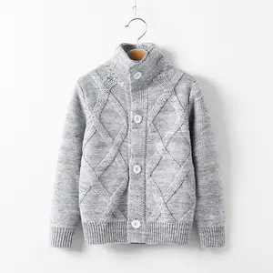冬季儿童婴儿针织男孩100% 棉高领开衫外套开衫毛衣