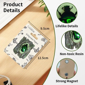 Aimant de réfrigérateur en résine à texture bois simulée, décoratif en forme de scarabée, fait main, cadeau sur le thème de la nature pour les passionnés d'insectes - Product Image 4