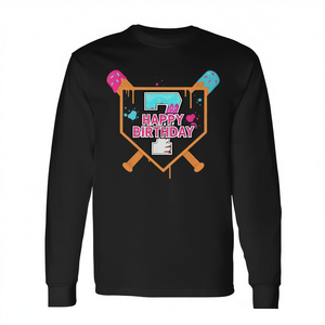 T-shirt à manches longues pour garçons, col ras du cou, impression numérique, pour fête d'anniversaire, 7e anniversaire, thème crème glacée, baseball - Product Image 2