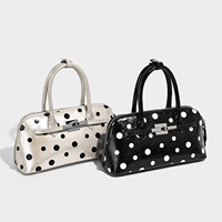 Sac Boston Niche 2026 à pois, nouvelle collection, chic et tendance, sac à bandoulière et sac croisé pour trajets quotidiens, en polyester avec fermeture éclair et compartiment dissimulé pour téléphone portable