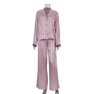 Pigiama Primaverile Casual Due Pezzi con Camicia a Righe e Pantaloni per <span class=keywords><strong>Donna</strong></span> - Product Image 5