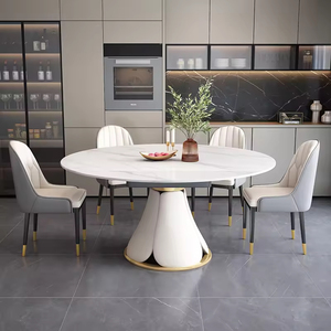 <span class=keywords><strong>Table</strong></span> à manger pivotante extensible en pierre frittée moderne de luxe, capacité de 6 personnes, idéale pour les salles à manger et les meubles de <span class=keywords><strong>cuisine</strong></span> - Product Image 4