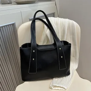 Bolsos Tote Casuales de Color Sólido para <span class=keywords><strong>Mujer</strong></span>, Bolso de Hombro para Viajar, con Cierre, Impermeable, Material PU, Correa Ajustable - <span class=keywords><strong>AliExpress</strong></span> - Product Image 2