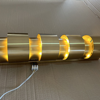 Applique murale LED cylindrique moderne en laiton brossé, tube doré, culot E26, lumière blanc chaud doux 2700K, abat-jour métallique pour couloir d'hôtel et escalier