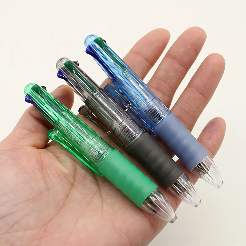 Creatieve Mini Korte 4 Kleuren Pennen Plastic Kleine 4 In 1 Meerkleurige Balpen