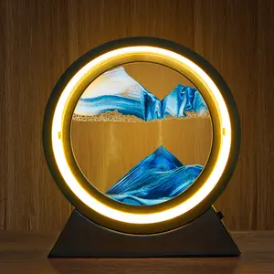 Lampe de sable à sable LED en mouvement, verre 3d coulant peinture