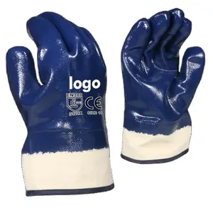 FREE SAMPLE 100 Blue Grip Heavy Duty Industrial Nitrile Latex Coated Protection Welding Safety Working Labor Gloves For Work