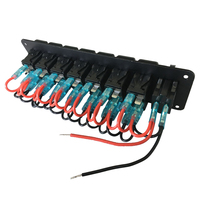 Panel LED sakelar tahan air Rocker 12v 8 Gang dengan Voltmeter Digital 2 pengisi daya USB