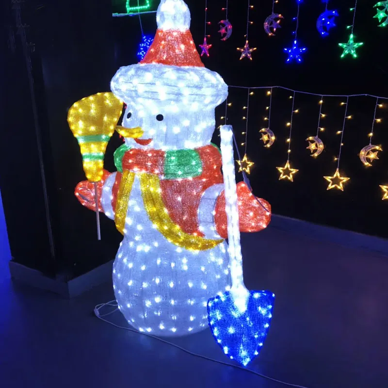 Christmas 3D lighting manufacturer customized pre lit snowman Christmas motif light warm white LED Christmas Light