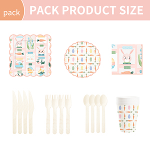 DAMAI Nuevo Diseño con Temática de Primavera y Conejo, Juego de Vajilla Desechable de Papel para Fiesta de Cumpleaños, Platos, Servilletas y Vasos para Pascua - Product Image 6