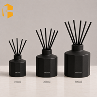 FUBEI LIVING Ensemble de bougies et diffuseur de parfum en céramique noir mat à facettes décagonales, cadeau de luxe écologique pour l'inauguration de la maison, avec logo