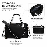 Sac de sport Pickleball grande capacité avec sangle bandoulière détachable, poche avant indépendante pour raquettes, sac à main multisports