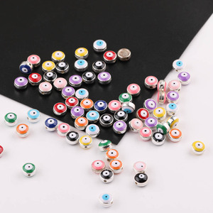 Cuentas sueltas acrílicas de ojo turco, redondas de 8mm, para fabricación de joyas, accesorios de manualidades, color aleatorio, superficie plateada - Product Image 3