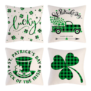 Housse de coussin <span class=keywords><strong>St</strong></span>. Patrick's Day personnalisée imprimée taie d'oreiller en <span class=keywords><strong>lin</strong></span> trèfle vert irlandais - Product Image 6