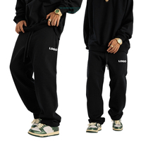 Pantalon long ample à poches, style streetwear, poids lourd 445 g/m², 65 % coton, 35 % polyester, coupe droite pour homme, OEM ODM