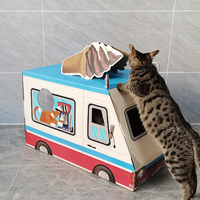 Icle marque-remplaçable carton à gratter ondulé artisanat grande IC-5037 boîte à crème glacée sans mot voiture chat gratteur maisons boîte