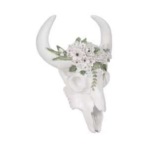 Decorazione da parete con teschio di toro e accenti floreali per l'arredamento della casa, camera da letto, soggiorno, bagno - Product Image 2