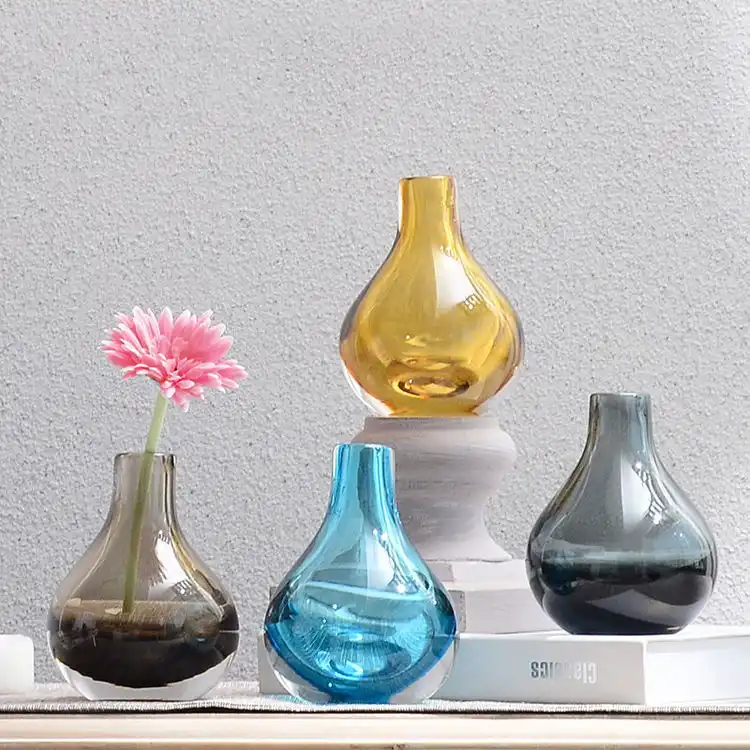 Nordische Vase Durchscheinende Kristall kugelform Mini Bud Vase Mode Jarrones Azul Tisch Kristallglas Vase Für Wohnkultur