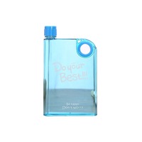 Bouteille d'eau en plastique personnalisable avec logo, design plat A5, pour la gym, sans BPA, anti-fuite, réutilisable, écologique, facile à transporter, emballage externe