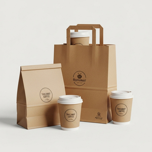 XJY Eco Friendly Take Out Coffee To Go Brown Mango plano para llevar Embalaje <span class=keywords><strong>de</strong></span> comida rápida Bolsa <span class=keywords><strong>de</strong></span> papel Kraft Bolsa <span class=keywords><strong>de</strong></span> transporte para <span class=keywords><strong>restaurante</strong></span> - Product Image 1