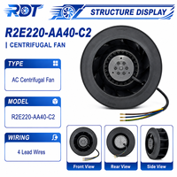 Ventilador Centrífugo Original R2E220-AA40-C2 AC, 230V 85W 2700RPM 220mm, Curva Inversa, para Refrigeración de Gabinetes de Automatización