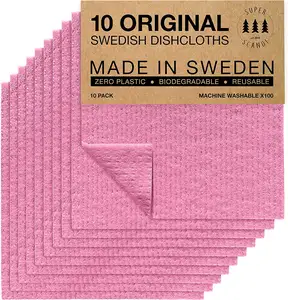 Umwelt freundliche wieder verwendbare Reinigungs tücher Mehrfarbige schwedische Geschirr tücher Zellulose schwamm tücher für die Küche