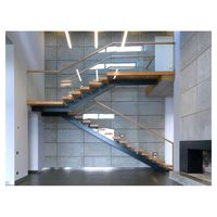 Prima Intérieur Droit Bois Bande de Roulement Verre Garde-Corps Escalier Moderne/Préfabriqué Led Escalier En Bois Léger à Vendre