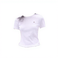 Meilleure édition – T-shirts décontractés brodés pour femmes, coupe ajustée, grandes tailles, en Robex/Suplex, col rond, manches longues, respirants, anti-plis, 100 % coton
