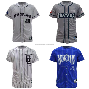 FQ Jersey bisbol polos, kaus sublimasi kancing penuh lengan pendek, kaus olahraga bisbol kustom - Product Image 2