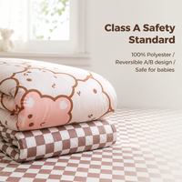 Ensemble de literie en microfibre brossée 100% polyester, classe A, housse de couette réversible avec motif d'ours mignon, ensemble de 4 pièces