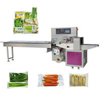 Automatische Horizontale Wikkelmachine voor Vers Groentepakketten, Bladgroenten, Wortelen, Prei, Kussenverpakkingsmachine