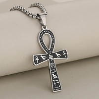 Jellyk — collier en acier inoxydable avec pendentif de vie égyptien, bijoux religieux, hip-hop, vente en gros