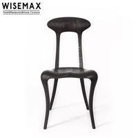 WISEMAX FURNITURE Mobilier design français pour la maison Cadre en bois frêne noir Dossier haut Ensemble table à manger 6 chaises pour restaurant