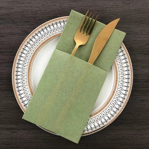 Màu xanh đậm giấy serviettes dùng một lần bữa ăn tối dao kéo túi khăn ăn Linen cảm thấy bữa ăn tối Khăn ăn - Product Image 6