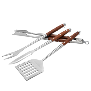 Nieuwe Ontwerp Fabriek Prijs Houten Handvat Grill Gereedschapsset Rvs Bbq Outdoor Gereedschap Set 4 Stuks Bbq Kit - Product Image 1
