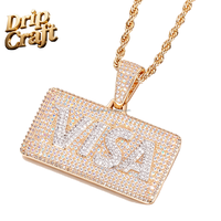 Collier pendentif en forme de carte VISA Hip Hop, bijoux tendance Hip Hop en cuivre avec zircon pour hommes et femmes