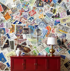 Auto-adhésif Classique Monde Timbre Collage <span class=keywords><strong>Mural</strong></span> Décoration de La Maison Papier Peint - Product Image 4