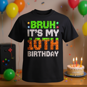 Maglietta a maniche corte per bambini, unisex, girocollo, con stampa digitale, per il 10° compleanno di Gamer Pixel Celebration - Product Image 3