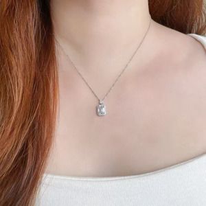 Collar con Colgante de Diamante Cultivado en Laboratorio en Oro Blanco de 18K, Joyería Fina y Delicada para Mujer, Cadena con Diamantes - Product Image 5