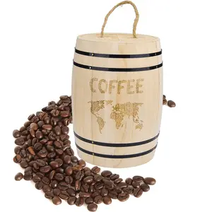 Foldable Wooden Tea Barrel Canister Leaf Coffee Bean Decorative Container With Lid Round Storage Box For Tea