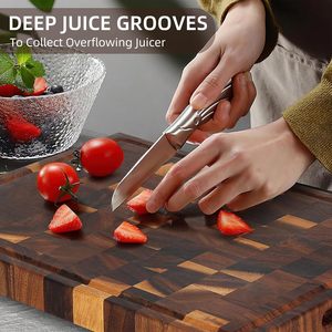 Tabla de cortar de madera natural sostenible Cuchillo respetuoso con el medio ambiente Ideal para la preparación de comidas Corte de carne y servir queso - Product Image 3