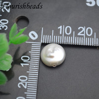 Perle d'eau douce naturelle de bonne qualité 11 ~ 12mm perles entretoises de forme ronde plate pour femmes hommes bijoux collier fabrication de bracelets