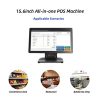Sistema POS Windows 10 de Alta Resolución, Máquina Todo en Uno POS de 15.6 Pulgadas, Inter N97 8+128GB, Compatible con Cajón de Efectivo e Impresora