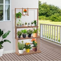 Étagère suspendue à 3 niveaux pour plantes en bois Jardin Salon Pots de fleurs Grande jardinière Présentoir pour balcon