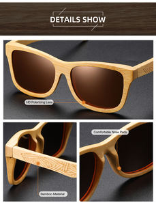 Cross-border Hot Bamboo Wood <b>Glasses</b> Comfortable UV400 Rimless Square Lightweight Natural Color Bamboo Pattern Leg Polarized - Product Image 5
