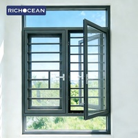 Ventanas Abatibles de Aluminio RICHOCEAN Resistentes al Viento, Ventanas Económicas de Doble Acristalamiento con Barra de Seguridad