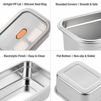 Boîte de conservation sous vide en acier inoxydable 304 avec couvercle en plastique compatible micro-ondes |   Boîte à lunch hermétique pour la préparation des repas (3-6L) pour le réfrigérateur