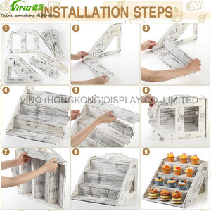 4-Tier Rustic Wood Cupcake Display Stands for Retail Craft Fair Baby <b>Shower</b> Wedding Party countertop display - Product Image 6