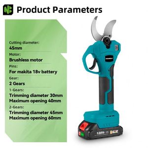 Sécateur électrique sans fil rechargeable 45 mm à 2 vitesses, cisaille de jardinage pour branches d'arbres, compatible avec <span class=keywords><strong>batterie</strong></span> <span class=keywords><strong>Makita</strong></span> - Product Image 5